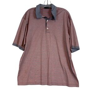Bobby Jones Collection Mens Large Pink Grey Striped Cotton Polo Shirt Golf Italy